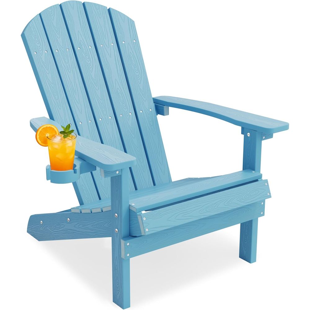 Adirondack Chair Wood - 컵홀더가 있는 아디론닥 의자, 전천후 야외용