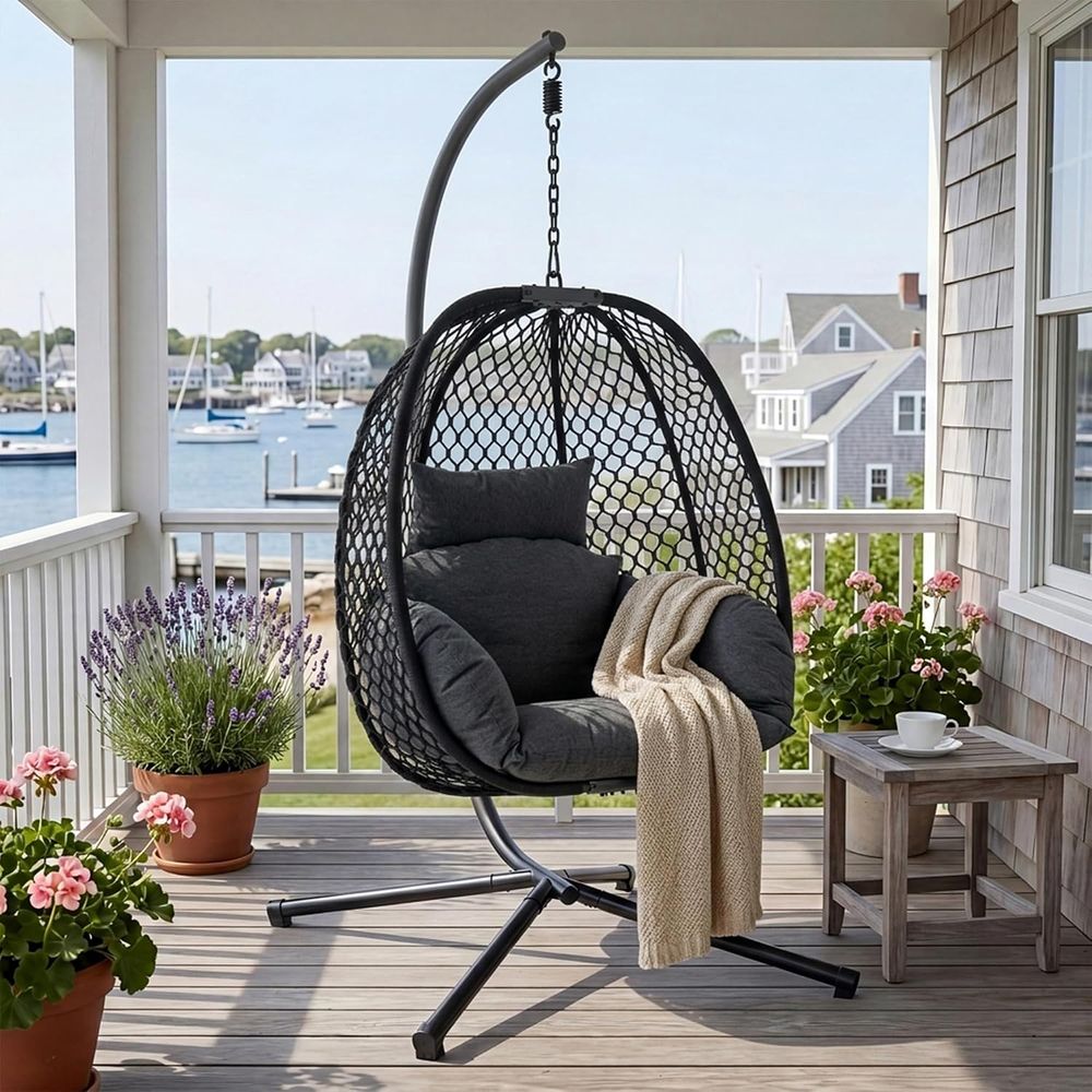 Hanging Egg Chair - 야외용 에그 체어(스탠드 포함), 400lbs(약 181kg)
