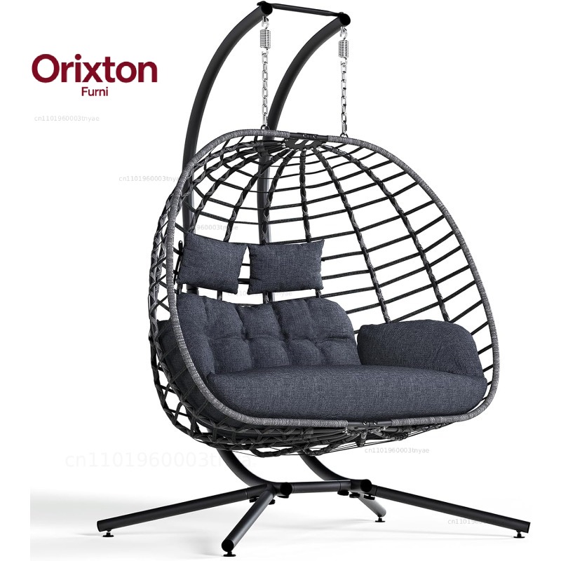 Hanging Egg Chair - 스탠드가 있는 더블 에그 스윙 체어,