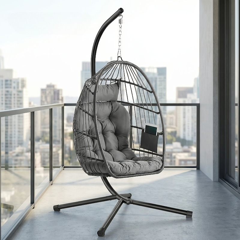 Hanging Egg Chair - 스탠드가 있는 행잉 에그 체어 –