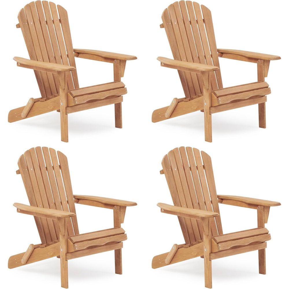 Adirondack Chair Wood - 클래식 4피스 아디론닥 의자 세트, 야외,