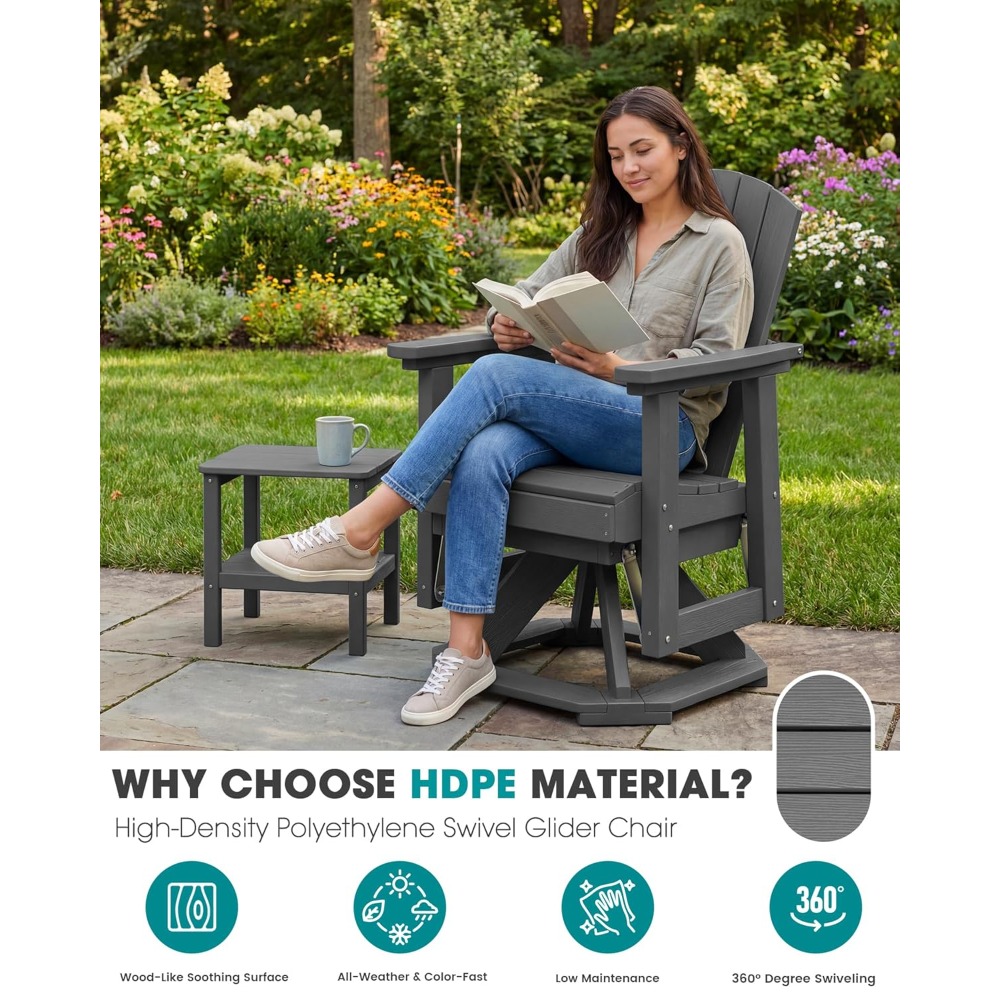 Adirondack Chair Wood - 아디론닥 회전식 글라이더 의자, HDPE 야외