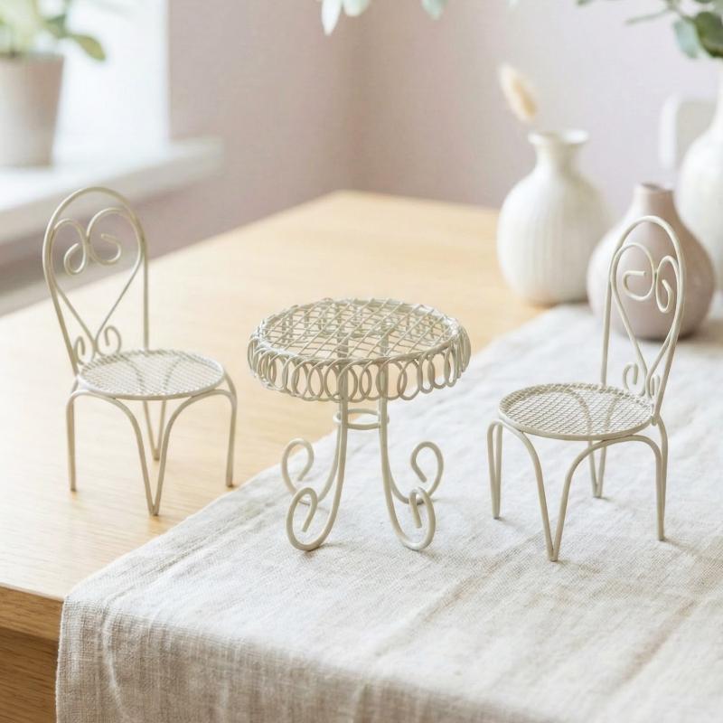 Outdoor Furniture Table - 1/3Pcs 인형 집 정원 디스플레이 장식품