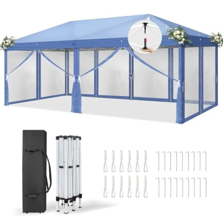 Gazebo Pop Up - 10x20 사이즈 팝업 텐트, 측벽과 바퀴