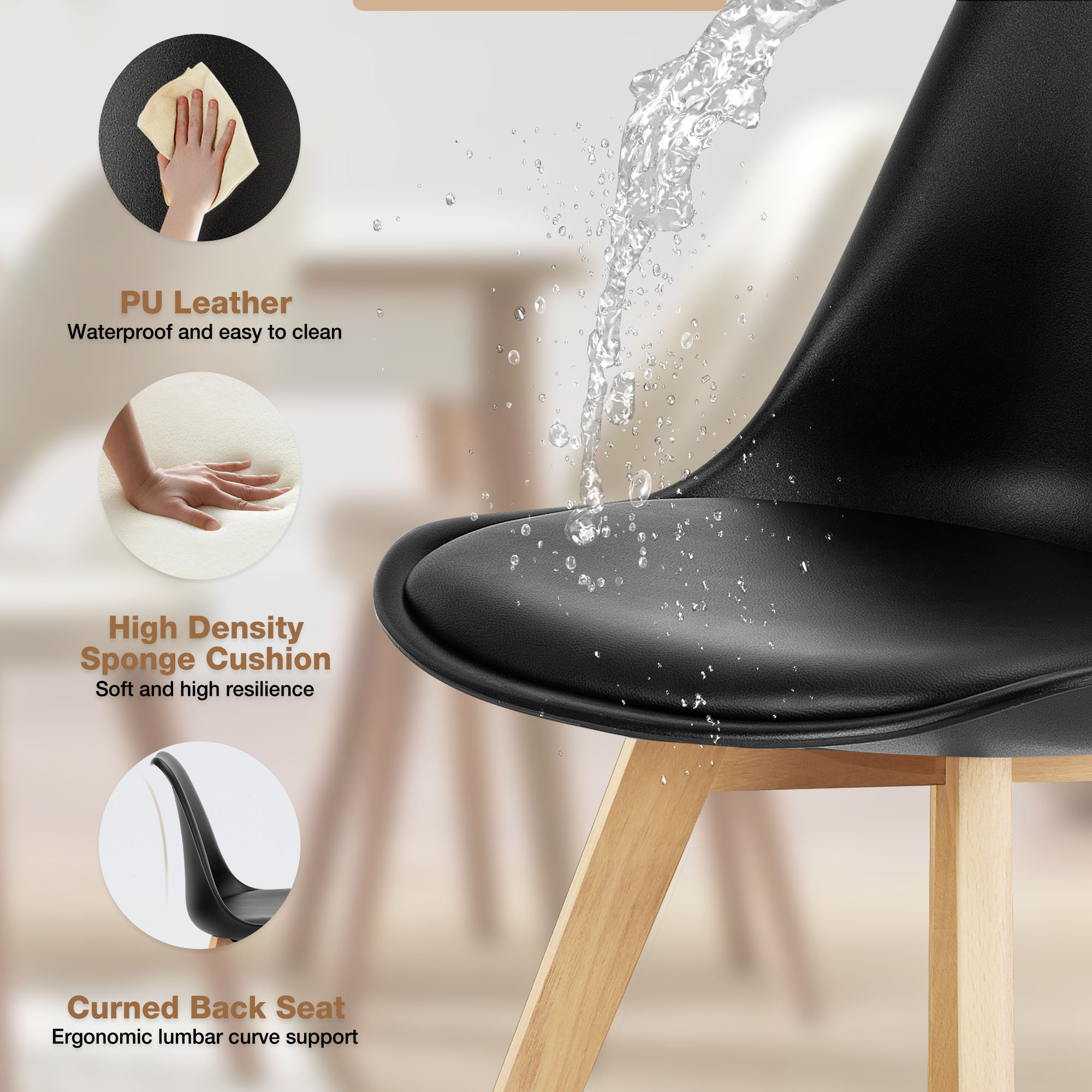 JHK PU 가죽 식사 의자 홈 부엌에 대 한 4 나무 - Adirondack Chair Wood 리뷰 및 가격