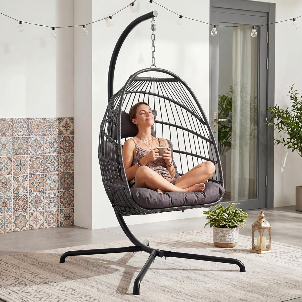 내구성이 뛰어난 야외용 행잉 에그 체어 스윙(쿠션 포함 - Hanging Egg Chair 리뷰 및 가격