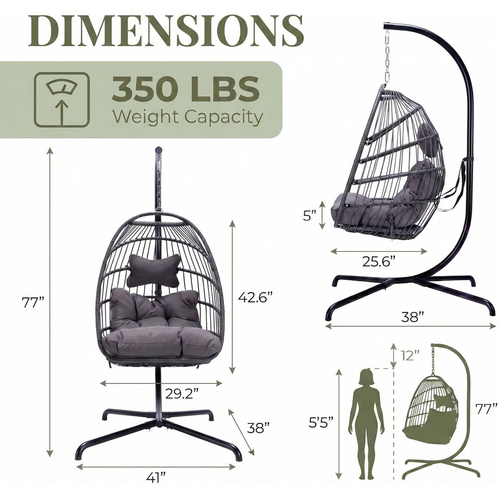 내구성이 뛰어난 야외용 행잉 에그 체어 스윙(쿠션 포함 - Hanging Egg Chair 리뷰 및 가격