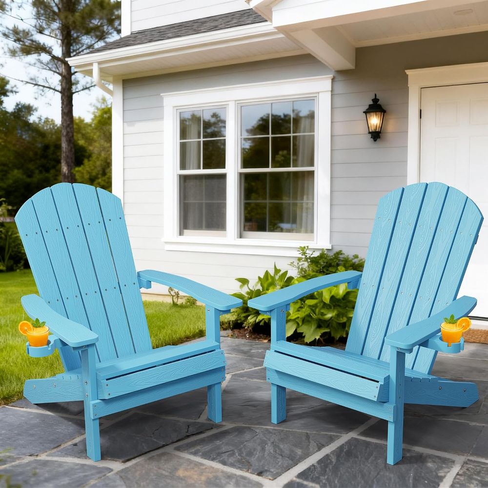 컵홀더가 있는 아디론닥 의자, 전천후 야외용 의자, 블 - Adirondack Chair Wood 리뷰 및 가격