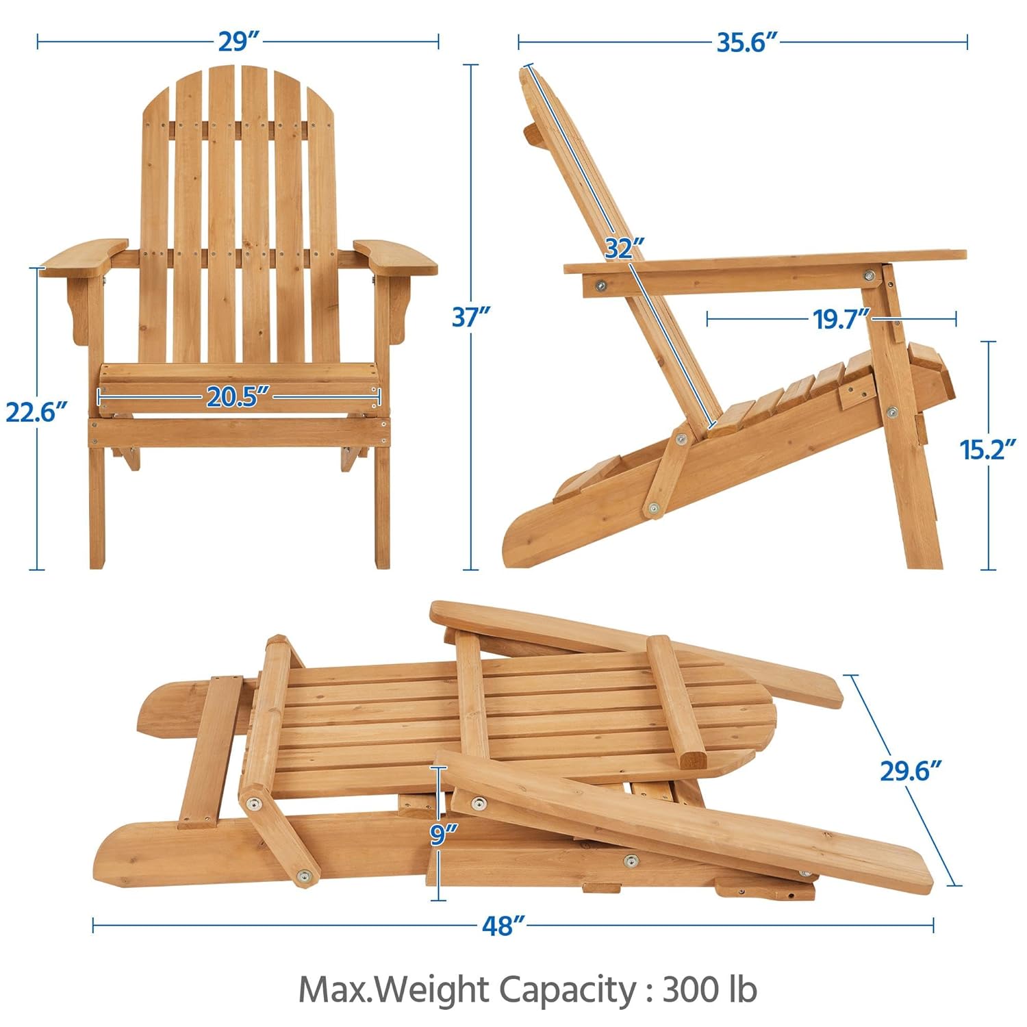 접이식 아디론닥 의자 2개 세트(야외용), 300LBS - Adirondack Chair Wood 리뷰 및 가격