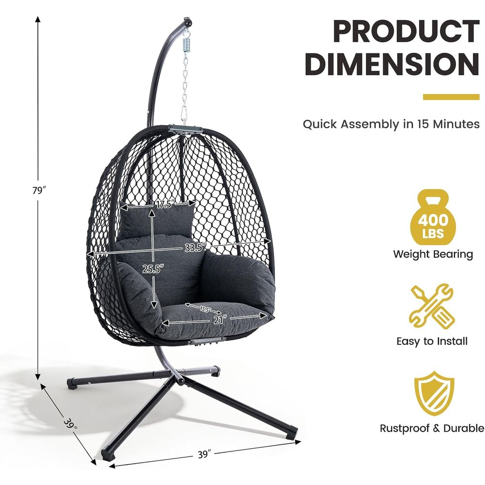 야외용 에그 체어(스탠드 포함), 400lbs(약 18 - Hanging Egg Chair 리뷰 및 가격