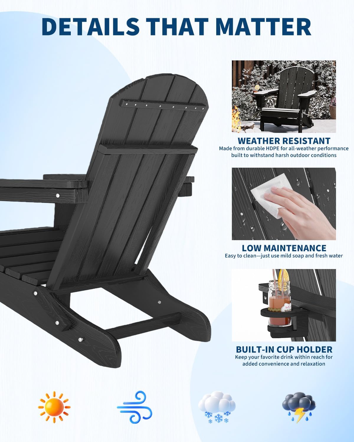접이식 아디론닥 의자 HDPE 플라스틱 야외 파티오 의 - Adirondack Chair Wood 리뷰 및 가격