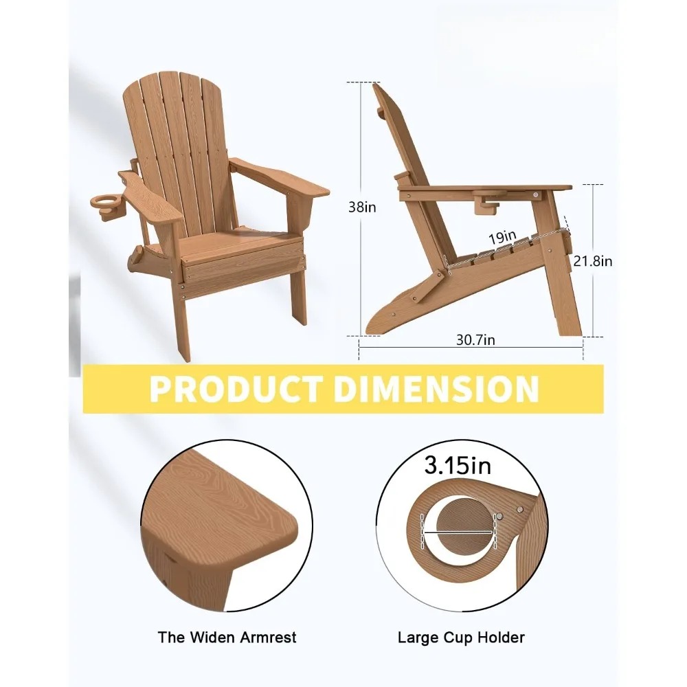 3피스 접이식 아디론닥 의자 세트 - 38인치 초고등  - Adirondack Chair Wood 리뷰 및 가격