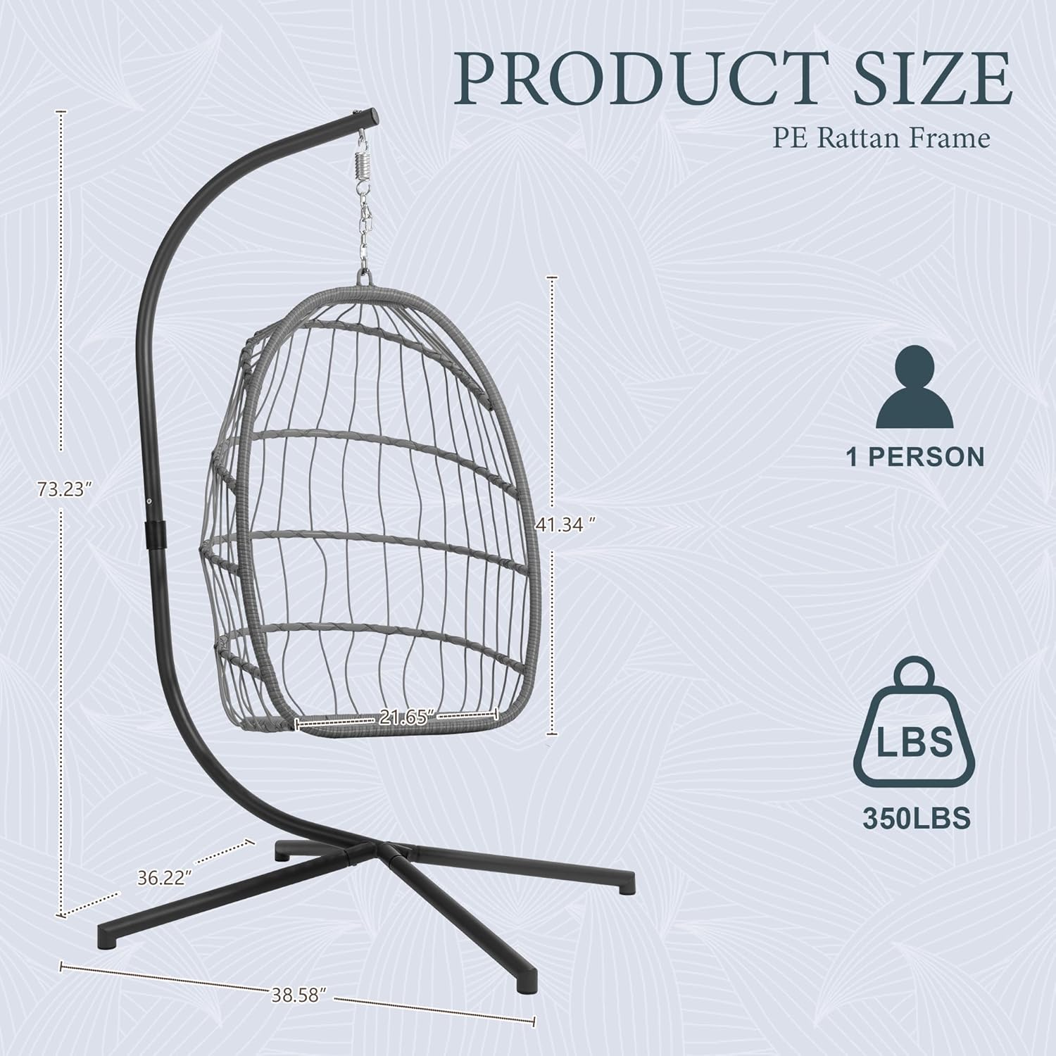 실내외용 계란형 행잉체어(스탠드 포함), 차콜 그레이 - Hanging Egg Chair 리뷰 및 가격