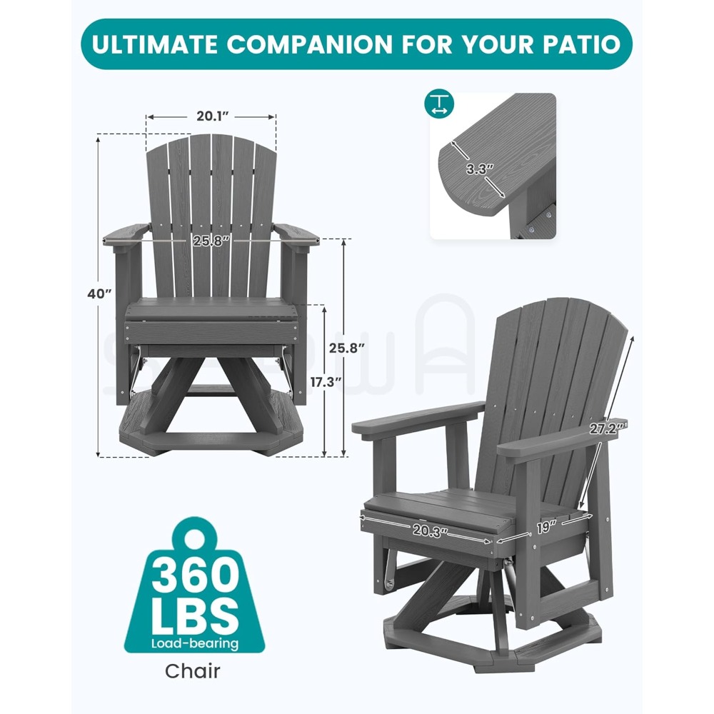 아디론닥 회전식 글라이더 의자, HDPE 야외 글라이더 - Adirondack Chair Wood 리뷰 및 가격