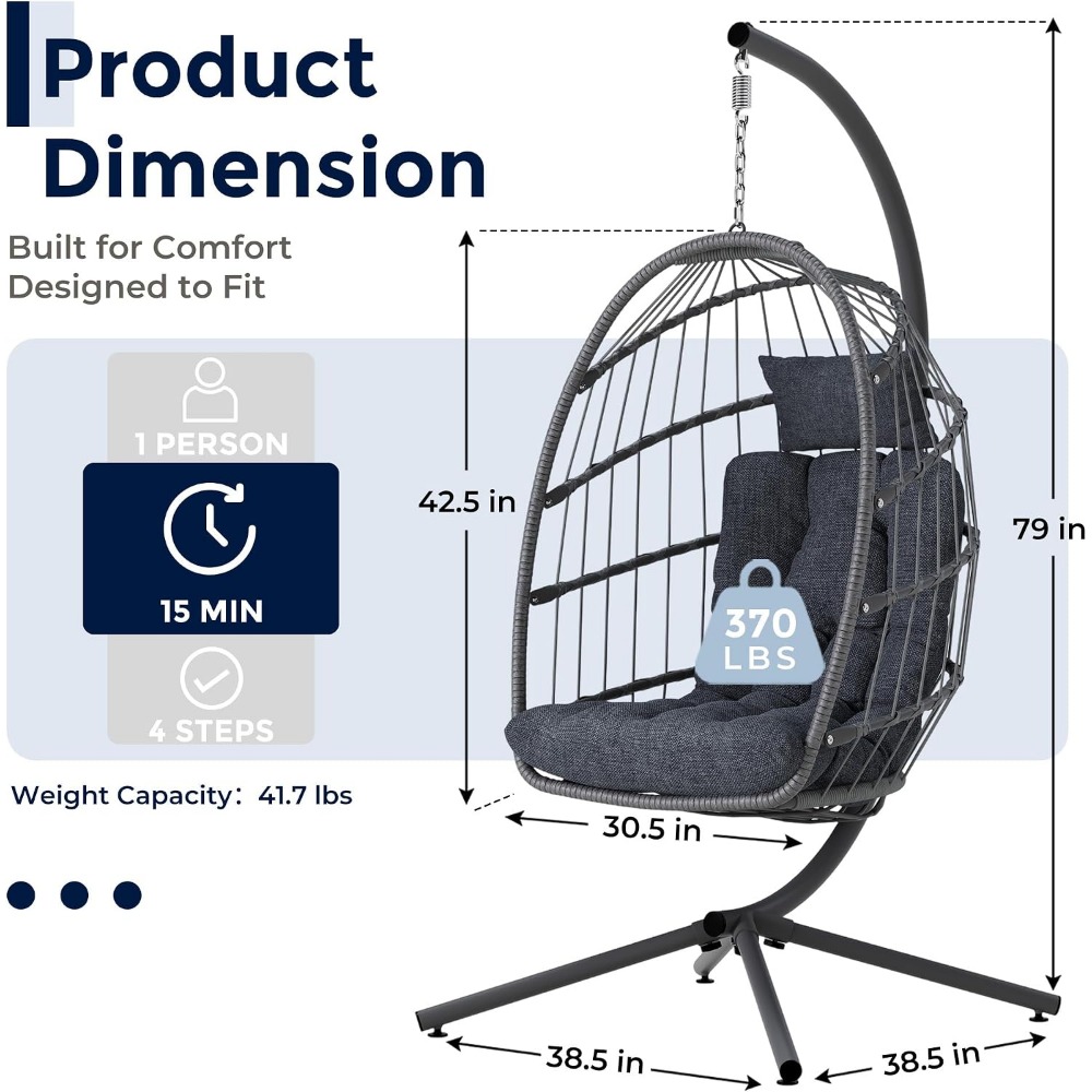 스탠드가 있는 야외용 에그 체어, 쿠션이 있는 실내용  - Hanging Egg Chair 리뷰 및 가격