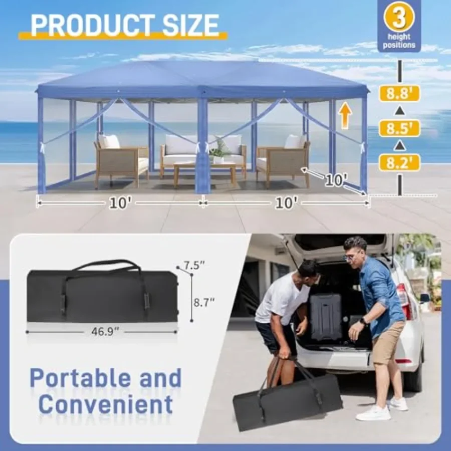 10x20 사이즈 팝업 텐트, 측벽과 바퀴 달린 가방  - Gazebo Pop Up 리뷰 및 가격