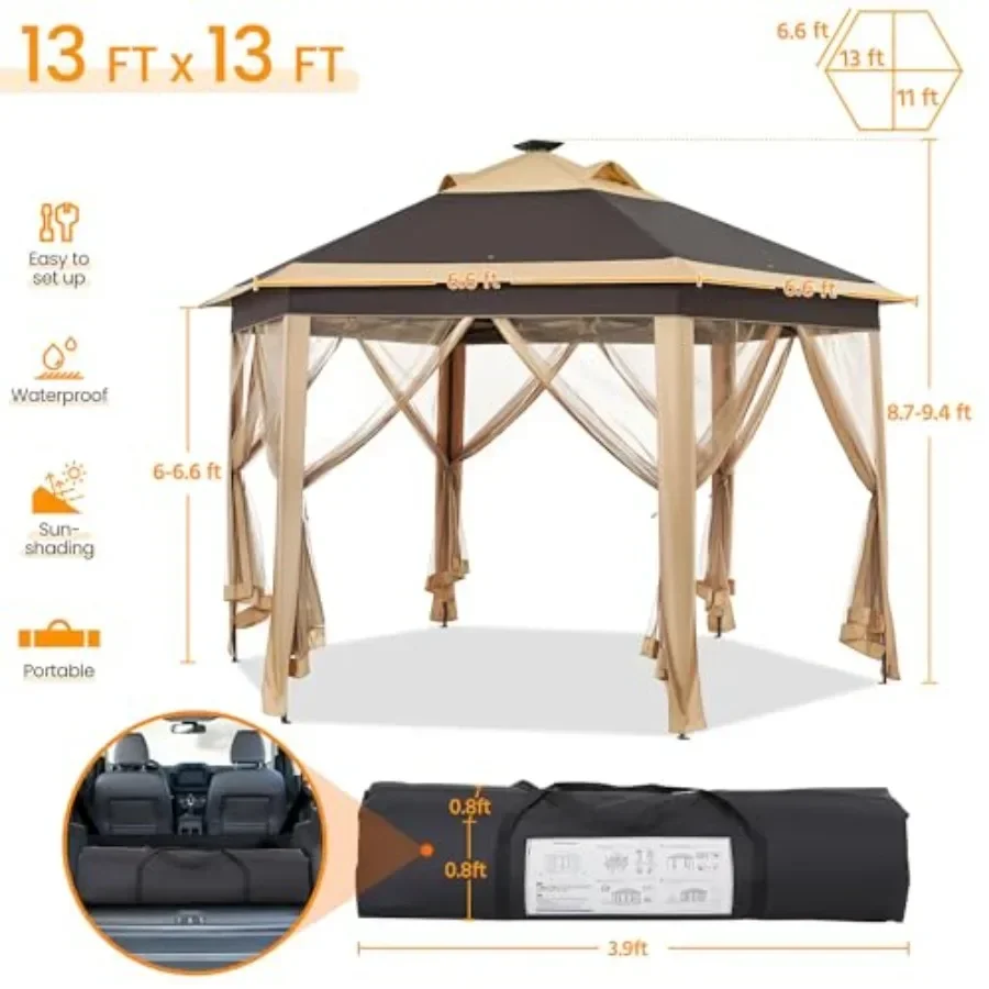 13×13 팝업 파티오 가제보 텐트(메쉬 네팅 측면 포 - Gazebo Pop Up 리뷰 및 가격